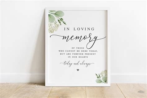 In loving memory sign Fully editable template Eucalyptus | Etsy