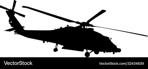 Black hawk style helicopter silhouette Royalty Free Vector