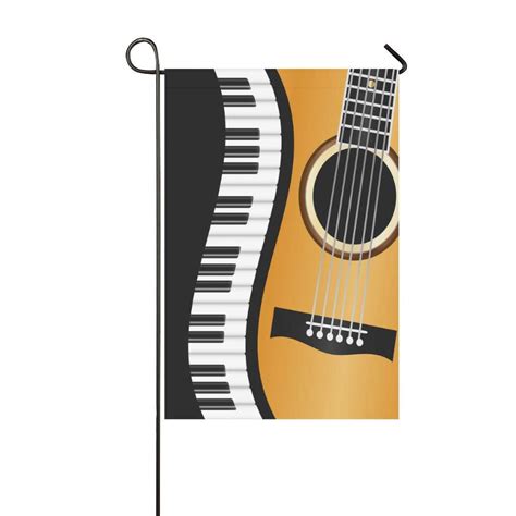 YUSDECOR Piano Keyboards Guitar Garden Flag Outdoor Flag 12x18 inch ...