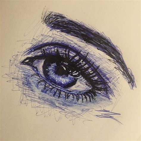 Eye with pen | Pen art drawings, Pen art work, Black pen drawing