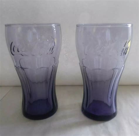 McDonalds Coca Cola Purple Tinted Contour Tumblers Glasses 16 oz. Lot ...