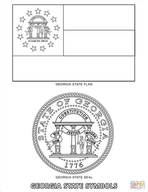 the state flag coloring page for georgia state symbols