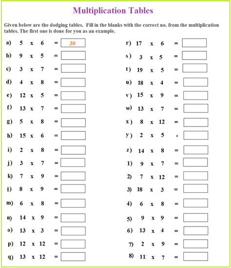 Printable Multiplication Table Chart Template in PDF & Word 23