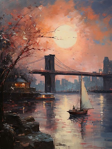 Brooklyn Bridge Painted Art Free Stock Photo - Public Domain Pictures