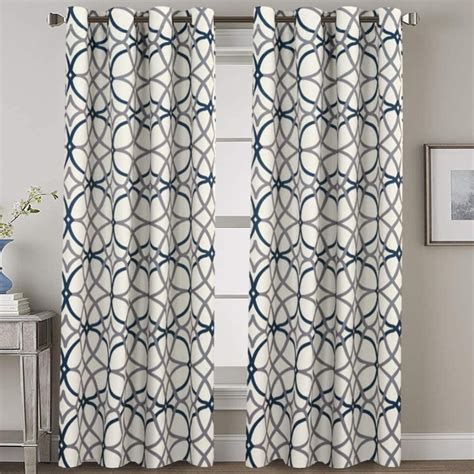 Blackout Curtains 108 Inches Long - Home Fashion Grey and Navy Geo ...