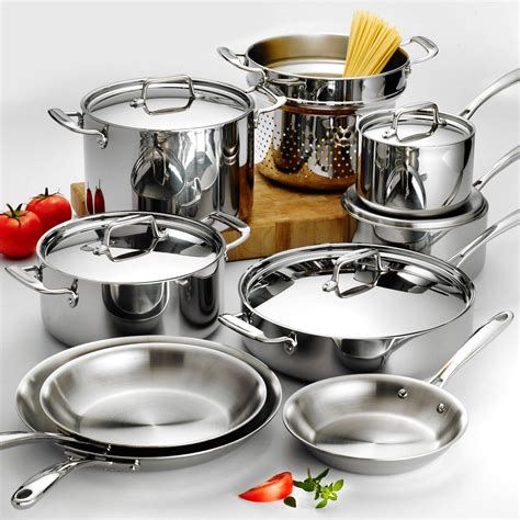 Tramontina 14-Piece Stainless Steel Tri-Ply Clad Cookware Set - Walmart.com