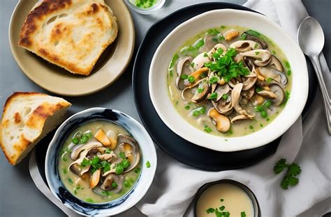 Premium AI Image | Oyster Mushroom Soup vegan recipe