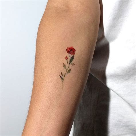 Small rose tattoo on the inner arm - Tattoogrid.net