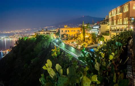 Night view from Taormina stock image. Image of place - 45425863