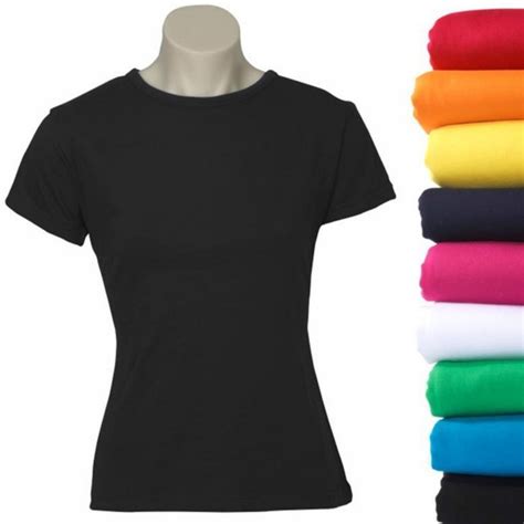 Women's Plain Ladies T SHIRT 100% COTTON Basic Tee Casual Top Size 6-24 ...