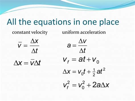 Derivation of Kinematic Equations | PPT