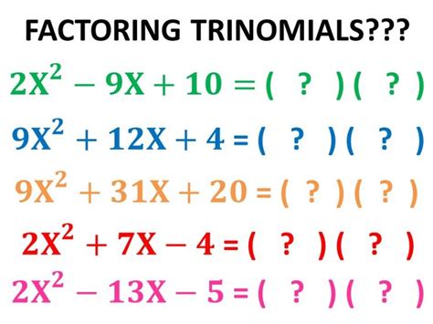 AC Method: Factoring Quadratic Trinomials Using the AC Method ...