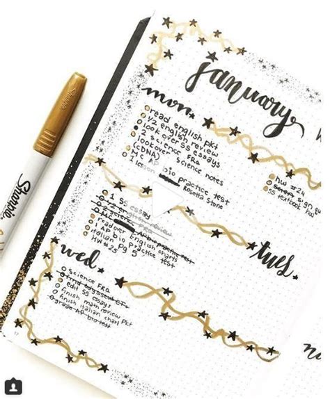 30 Shimmering Gold Bullet Journal Layouts in 2020 | Bullet journal ...