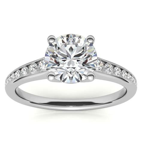 Round & Diamond Channel Set Engagement Ring - enr134 - MoissaniteCo.com