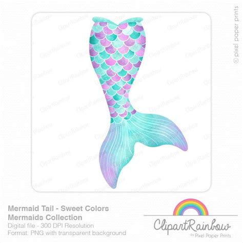 Watercolor Mermaid Tail Clip Art Mermaid Clip Art, Sublimation Download ...