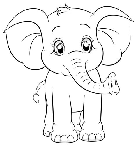 Free Vector | Doodle elephant outline simple cartoon