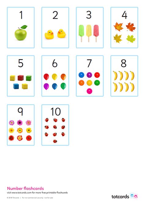 Free number flashcards for kids - Totcards