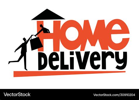 Home delivery typography with delivery man Vector Image