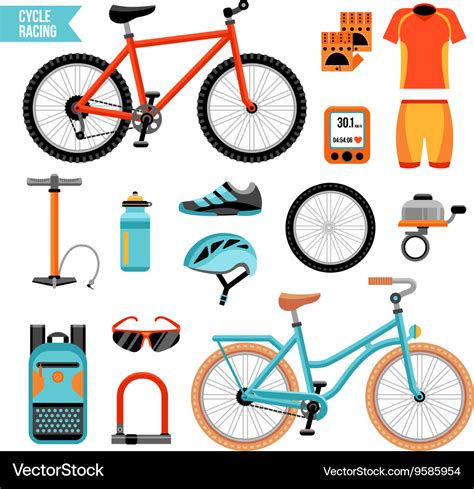 Bike and cycling accessories set Royalty Free Vector Image