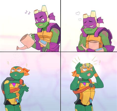 Cute Donnie and Mikey!!! | Teenage mutant ninja turtles art, Teenage ...