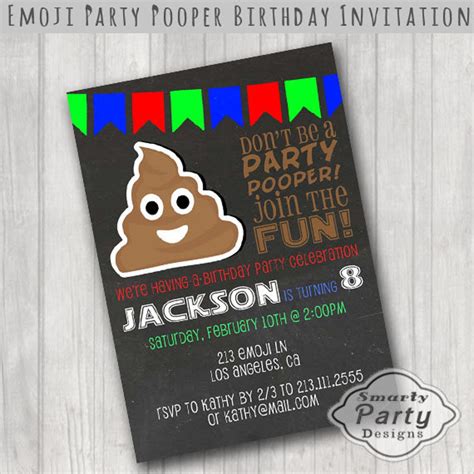 Poop Emoji Birthday Party Invitations Invite Printable - Etsy