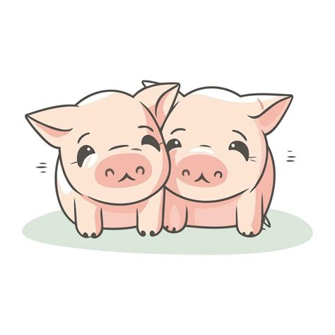 Two cute pigs on white background. Vector illustration in cartoon style ...