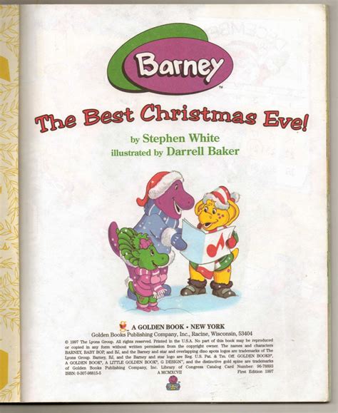 1997 Barney Best Christmas Ever Stated 1st Ed HC Little Golden Book - Books