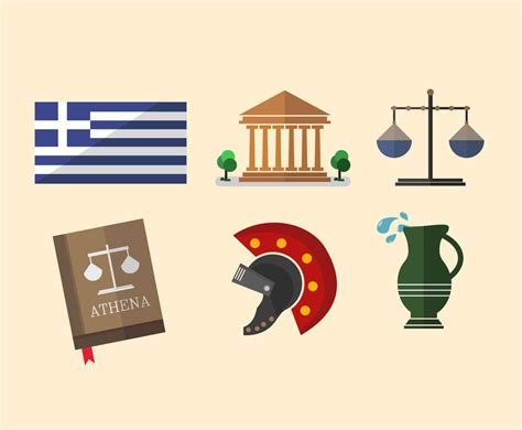 Greece Flat Symbols Vector Vector Art & Graphics | freevector.com