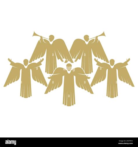 Vector illustration. A chorus of angels praising God in heaven Stock ...