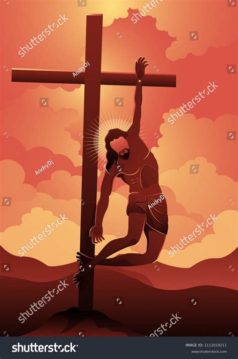 Jesus Christ On Cross One Hand Stock Vector (Royalty Free) 2112019211 ...