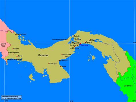 Panama Political Map - A Learning Family