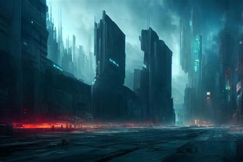 Premium Photo | Apocalyptic Futuristic City Concept Art Background ...