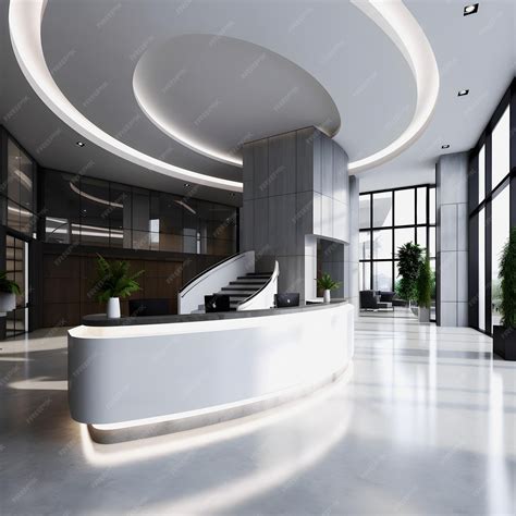 Premium Photo | The Ultimate Modern Office Sleek Reception Desk for ...