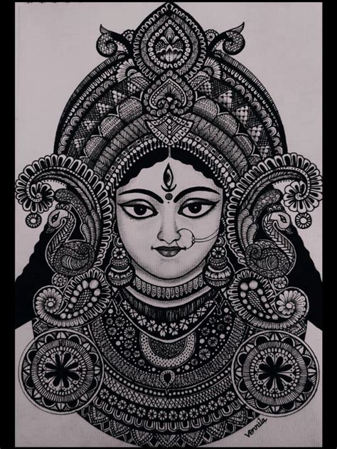 How To Draw Maa Durga Face : Easy Drawing Of Durga Maa For Kids ...