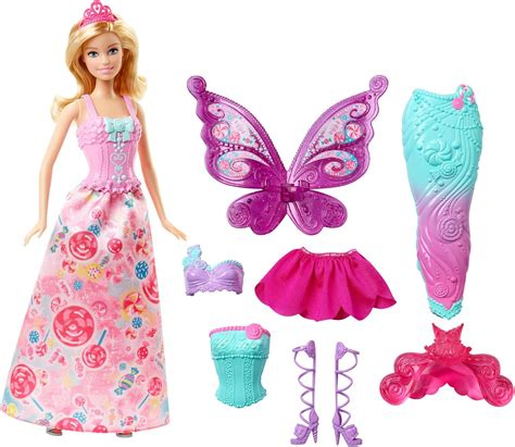 Barbie DHC39 Fairytale Dress Up Doll with Fairy, Mermaid and Princess ...