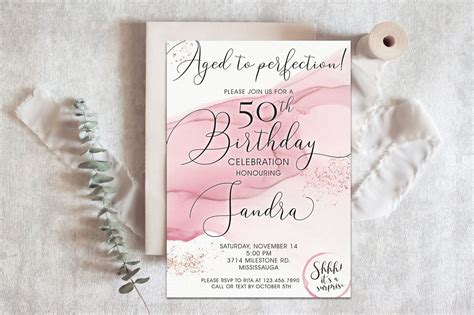 50th Birthday Invitation Woman / Rose Birthday / 50th Birthday - Etsy ...