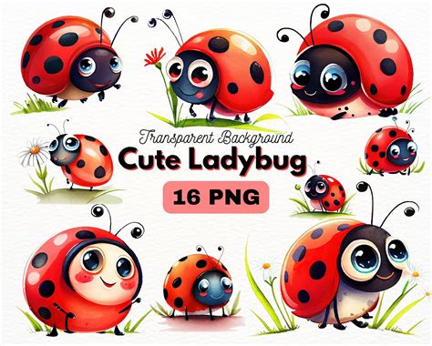 Cute Ladybug PNG Bundle Digital Crafts Designs Transparent - Etsy