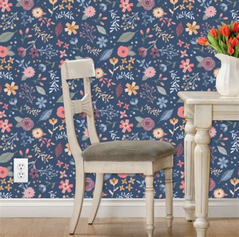 Meadow Blooms Blue Wallpaper | Blue rooms, Blue wallpapers, Textured walls