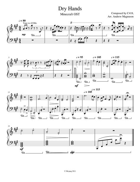 Dry Hands sheet music for Piano download free in PDF or MIDI