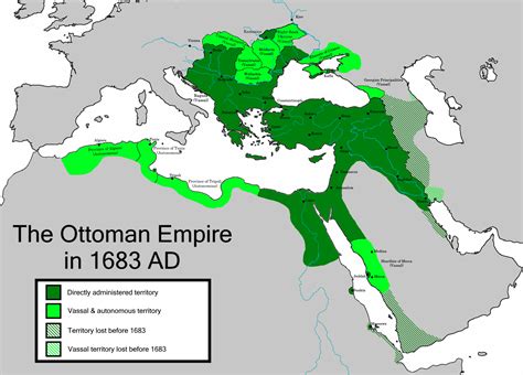 The Greatest Extent of the Ottoman Empire in Europe (1683 CE ...