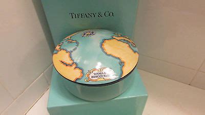 TIFFANY & CO~TAUCK WORLD~DISCOVERY~ATLAS MAP~PORCELAIN~TRINKET POWDER ...