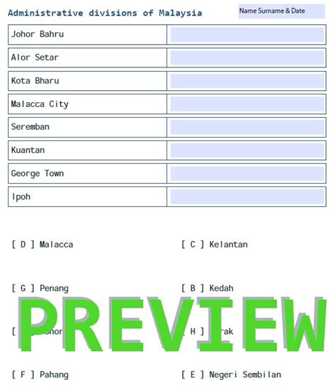 TERRITORIES OF MALAYSIA - STATES & CAPITALS QUIZ | Made By Teachers