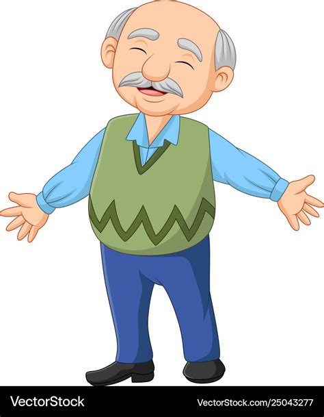 Cartoon happy senior elderly old man Royalty Free Vector