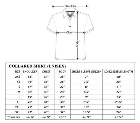 Men's Shirt Size Chart Length