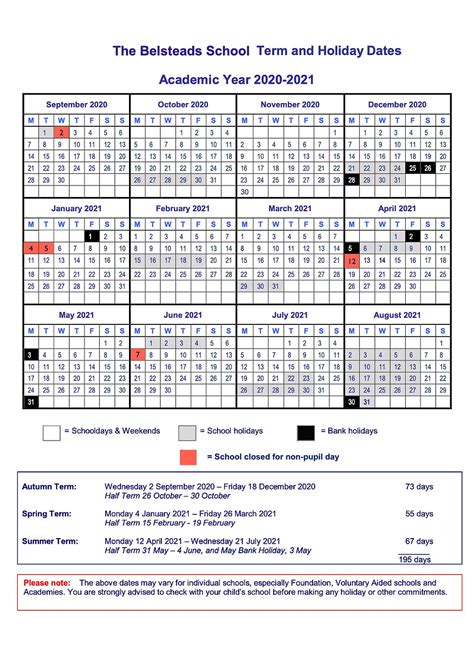 Term Dates | The Belsteads School