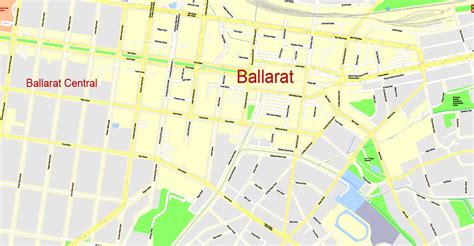 Ballarat Printable Map Australia, exact vector City Plan editable Adobe ...