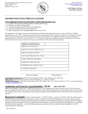 Fillable Online dsps wi Journeyman Electrician License - dsps wi Fax ...