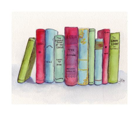 Satz von Büchern Aquarell 5 x 7 Print Buch-Liebhaber-Illustration ...