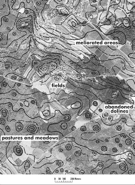 Karst landscape near village Komen Source: National topographic map ...