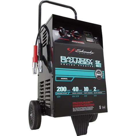 Schumacher Wheeled Battery Charger with Engine Start — 6/12 Volt, 2/10 ...